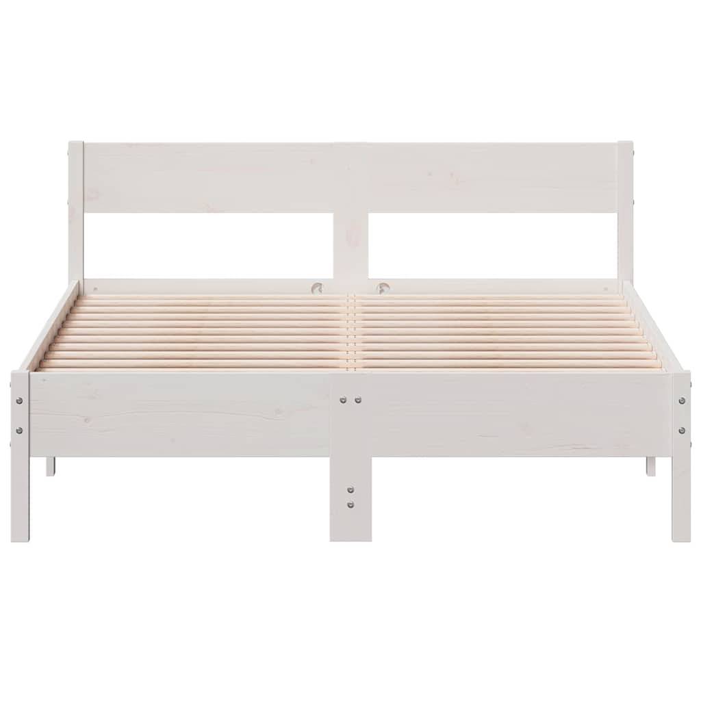 vidaXL Massivholzbett ohne Matratze Weiß 160x200 Kiefernholz