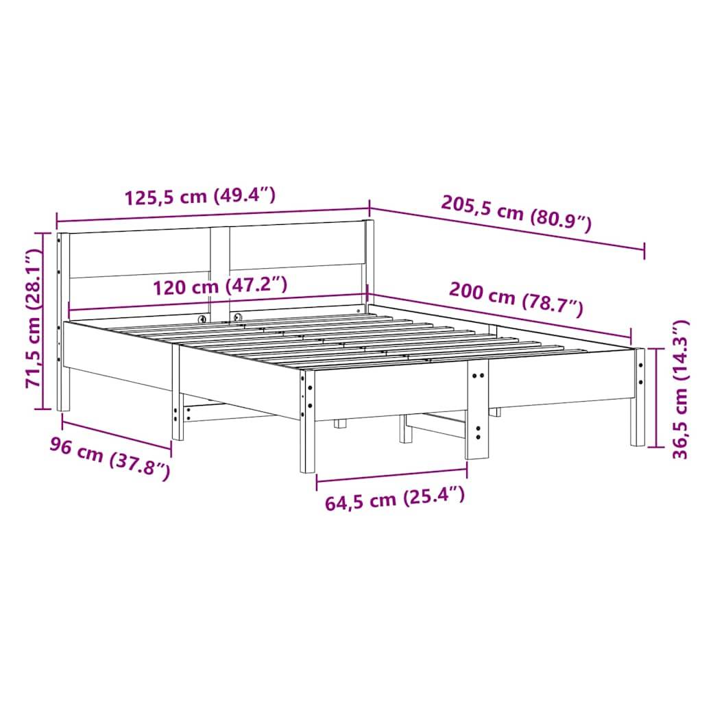 vidaXL Massivholzbett ohne Matratze Weiß 120x200 cm Kiefernholz
