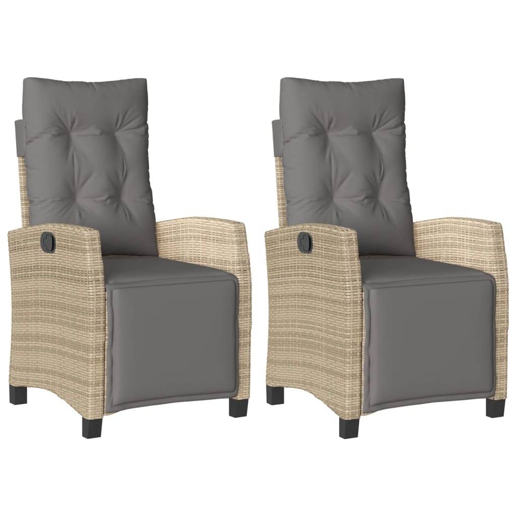 vidaXL Gartensessel mit Fußteil 2 Stk. Verstellbar Poly Rattan