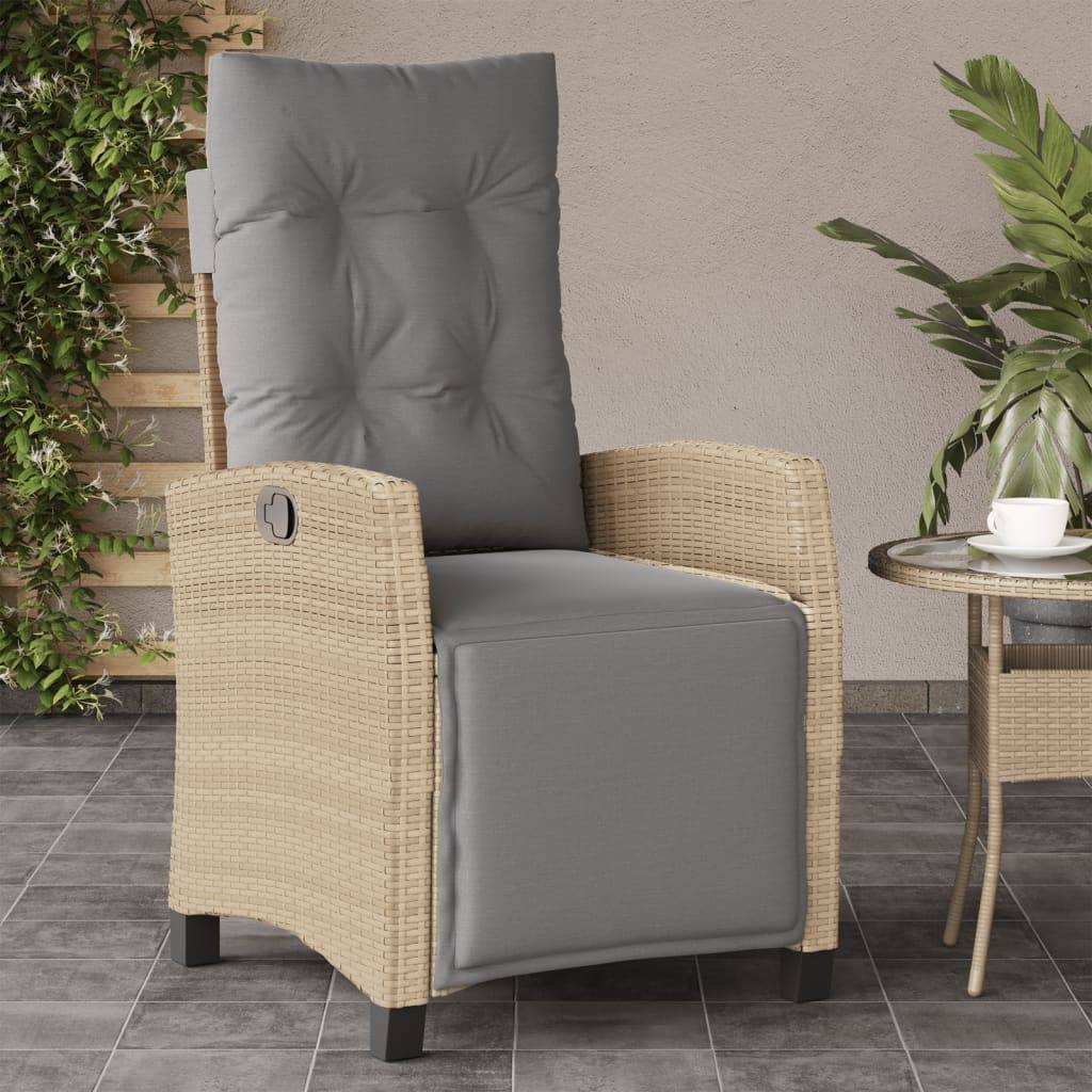 vidaXL Gartensessel mit Fußteil 2 Stk. Verstellbar Poly Rattan