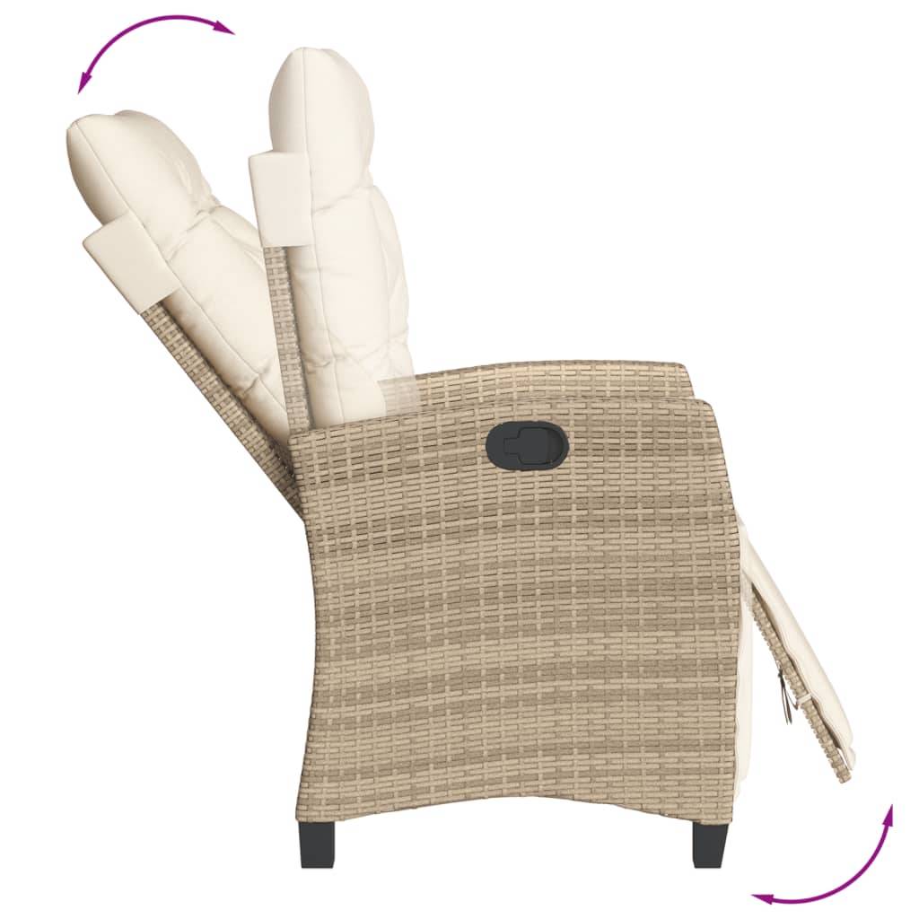 vidaXL 3-tlg. Garten-Essgruppe mit Kissen Beige Poly Rattan