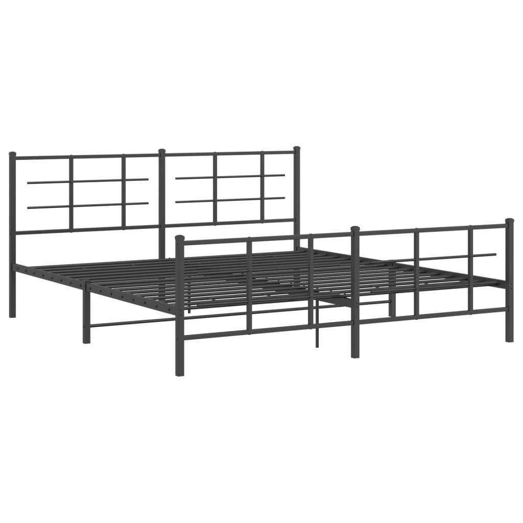 vidaXL Metallbett ohne Matratze mit Fußteil Schwarz 180x200 cm
