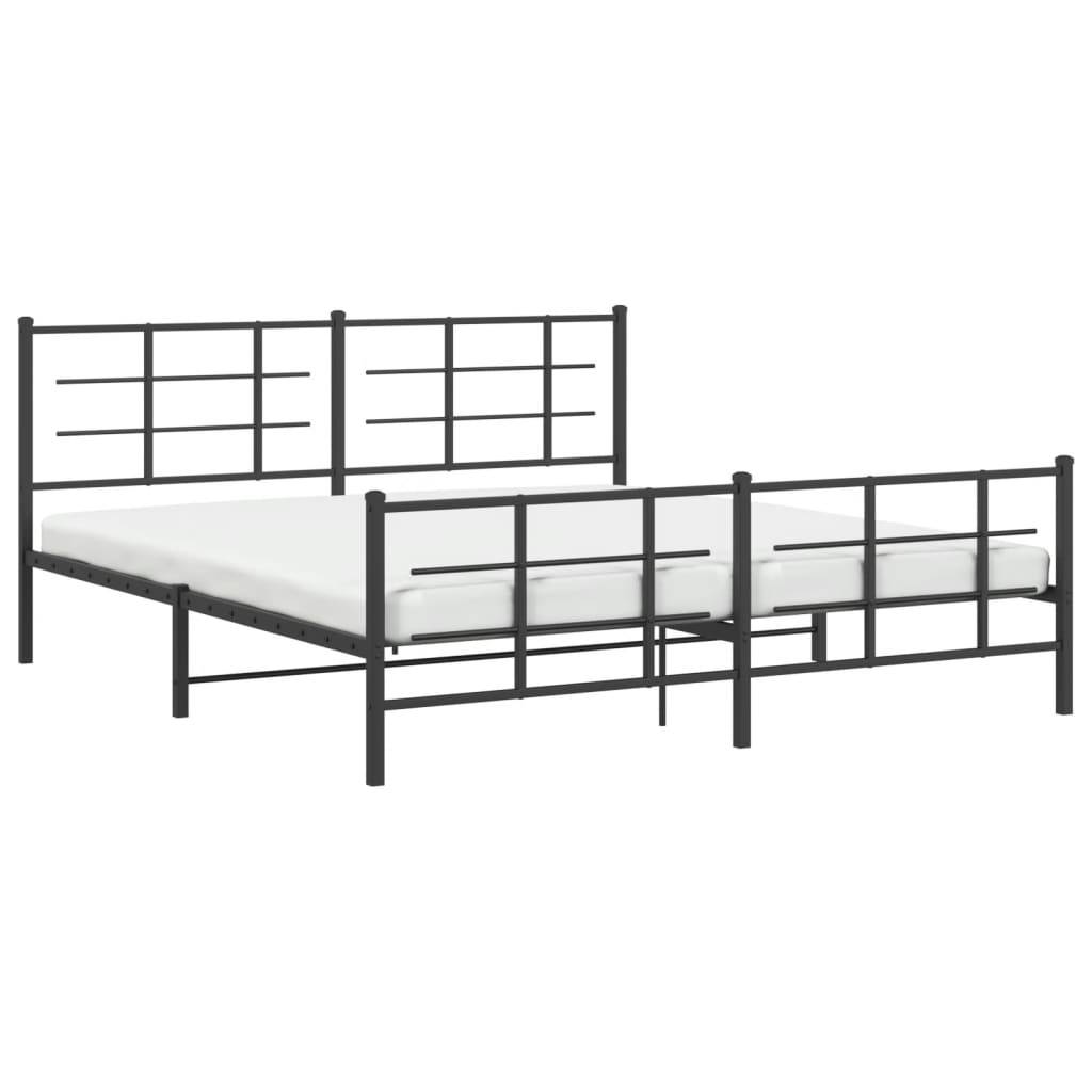 vidaXL Metallbett ohne Matratze mit Fußteil Schwarz 180x200 cm