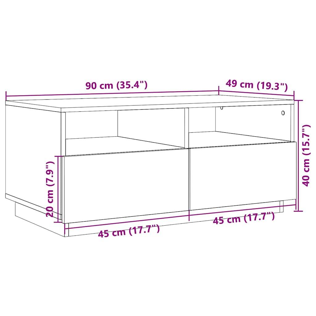 vidaXL Couchtisch mit LED-Leuchten Schwarz 90x49x40 cm
