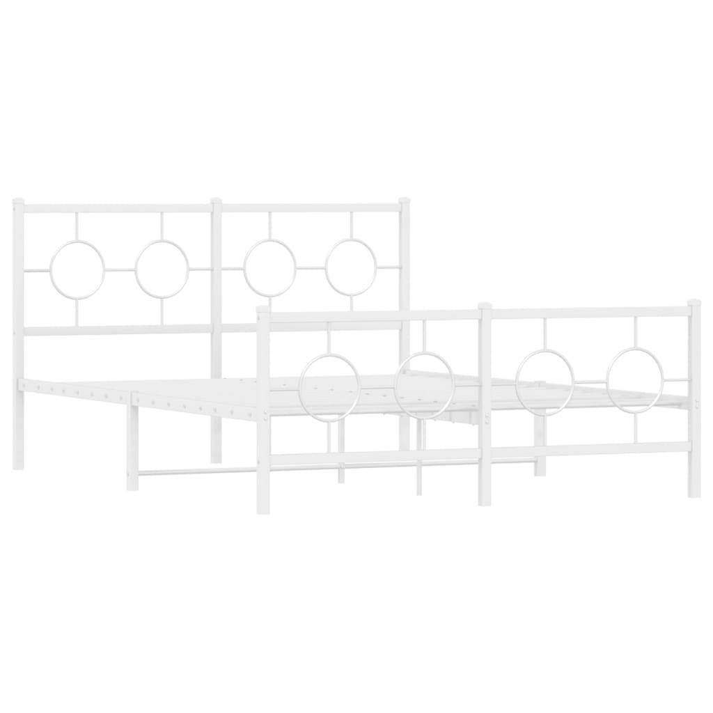 vidaXL Bettgestell mit Kopf- und Fußteil Metall Weiß 135x190 cm