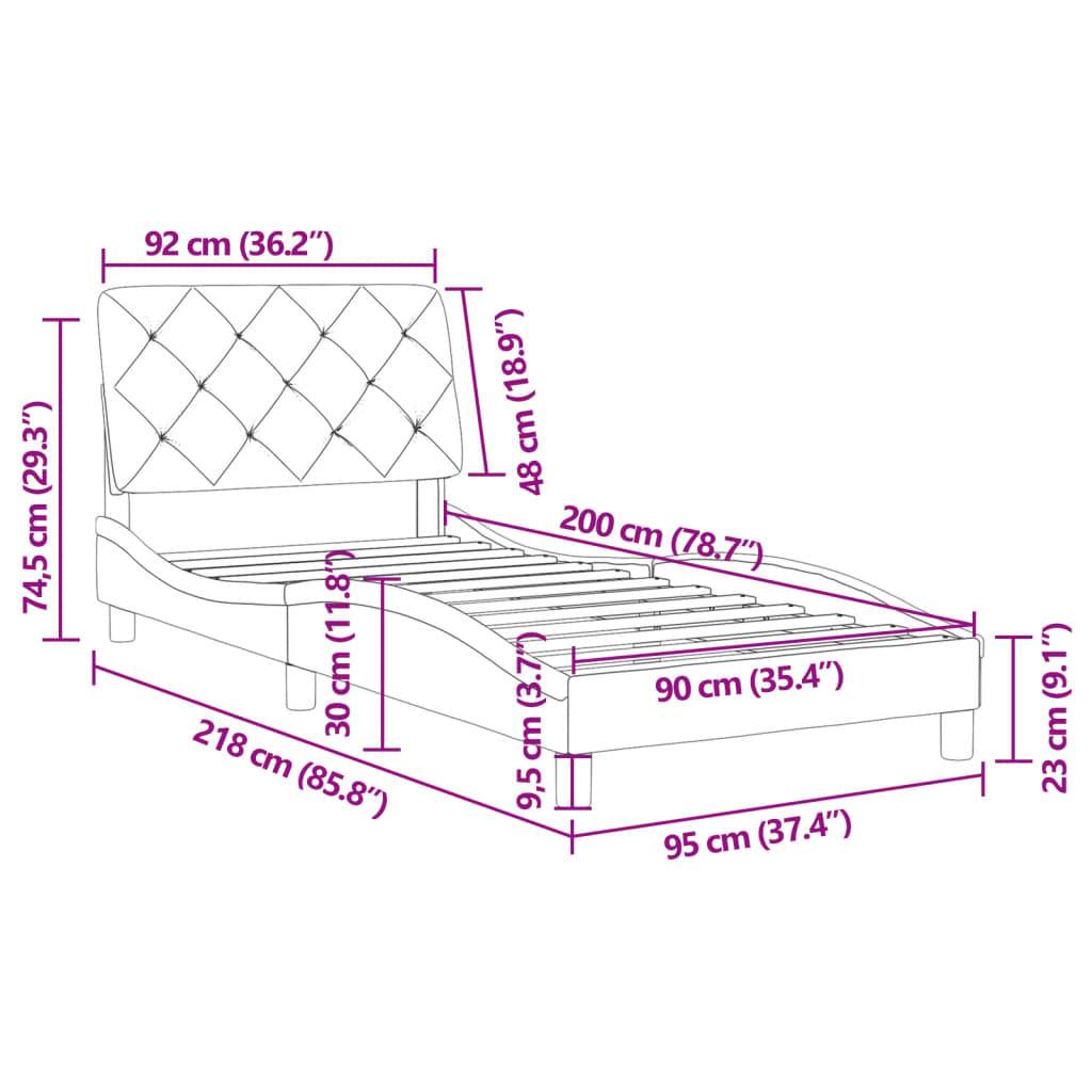 vidaXL Bettgestell ohne Matratze Schwarz 90x200 cm Samt