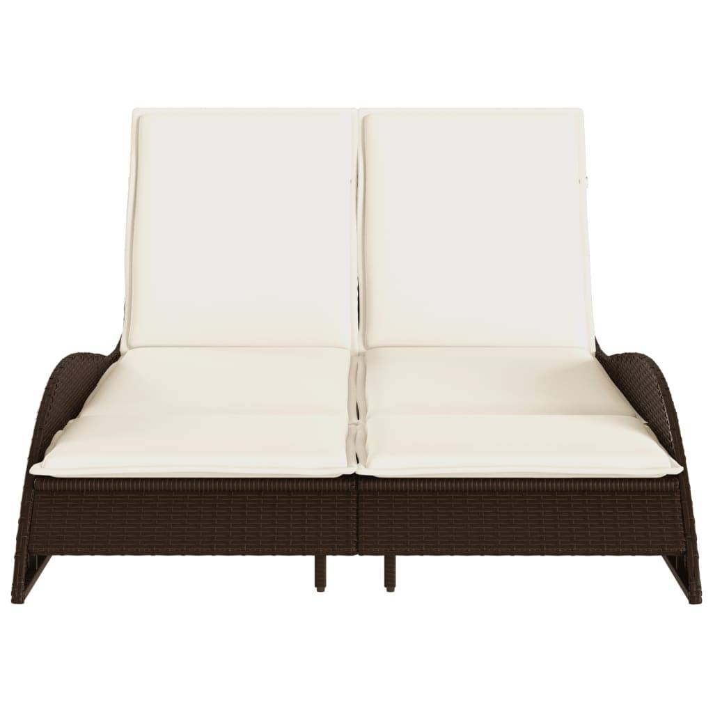 vidaXL Sonnenliege mit Auflagen Braun 114x205x73 cm Poly Rattan