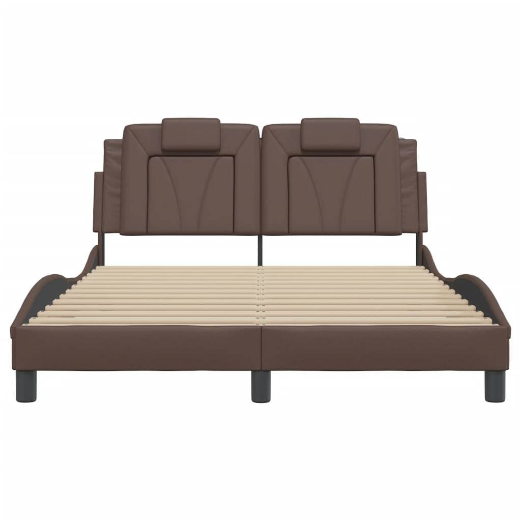 vidaXL Bettgestell "Viana" ohne Matratze Braun 140x190 cm Kunstleder