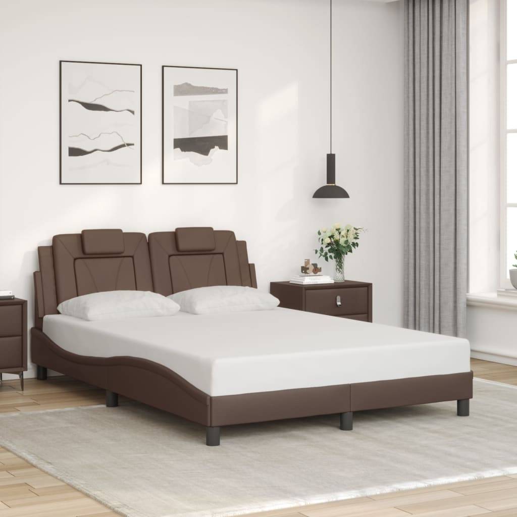 vidaXL Bettgestell "Viana" ohne Matratze Braun 140x190 cm Kunstleder