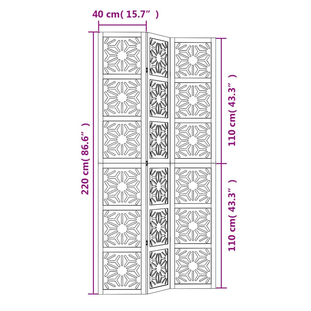 vidaXL 3-tlg. Raumteiler Braun und Schwarz Massivholz Paulownia