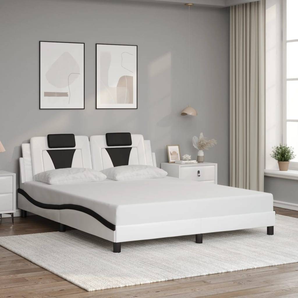 vidaXL Bettgestell "Viana" ohne Matratze Weiß und Schwarz 160x200 cm Kunstleder