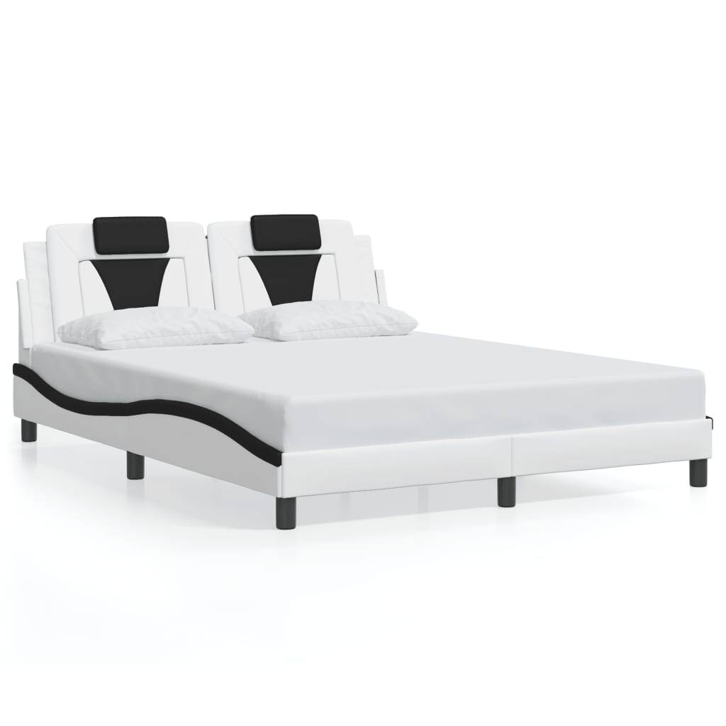 vidaXL Bettgestell "Viana" ohne Matratze Weiß und Schwarz 160x200 cm Kunstleder