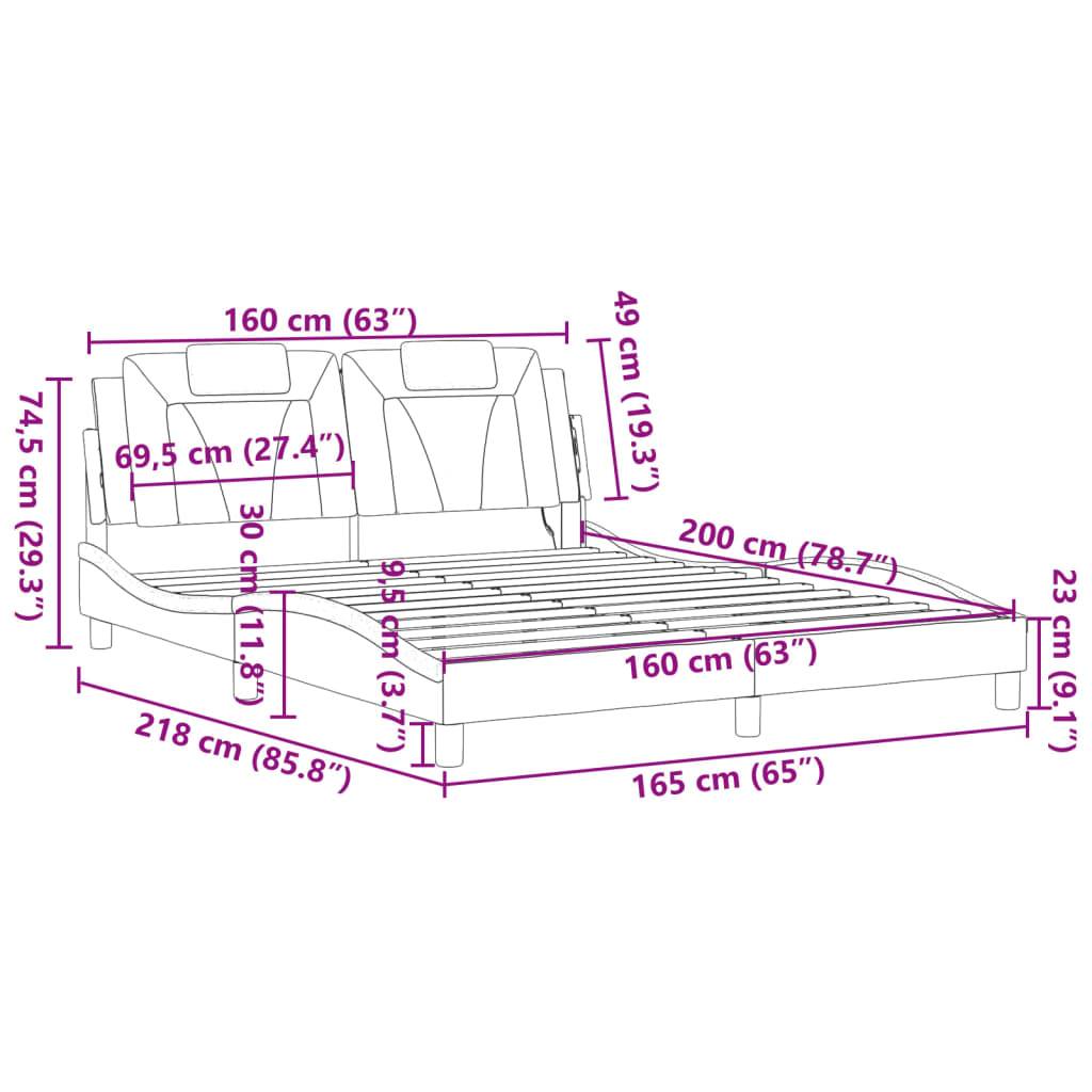 vidaXL Bettgestell "Viana" mit LED ohne Matratze Schwarz 160x200 cm Kunstleder