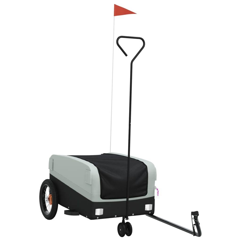 vidaXL Fahrradanhänger Schwarz und Grau 30 kg Eisen