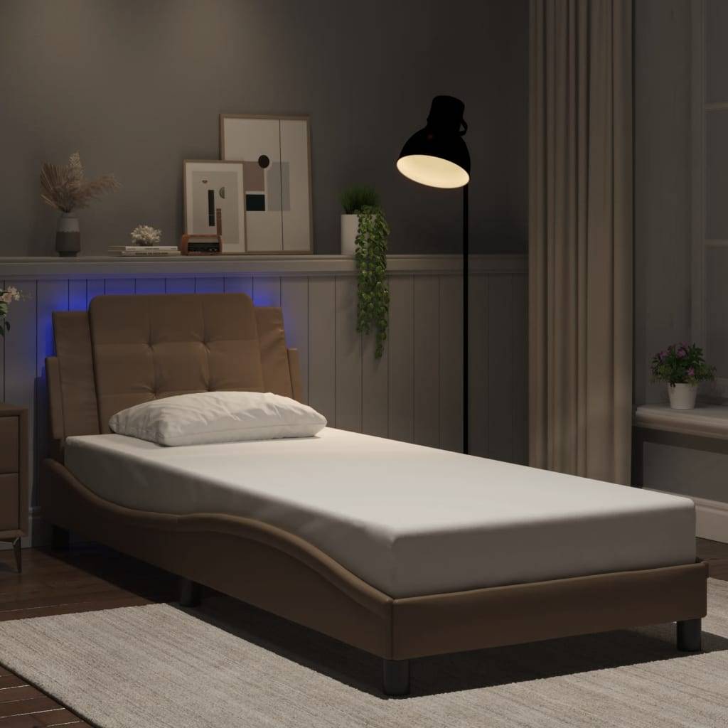 vidaXL Bettgestell mit LED ohne Matratze "Zadar" Cappuccino-Braun 80x200 cm Kunstleder