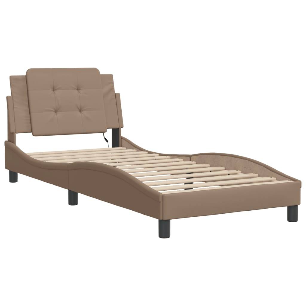 vidaXL Bettgestell mit LED ohne Matratze "Zadar" Cappuccino-Braun 80x200 cm Kunstleder