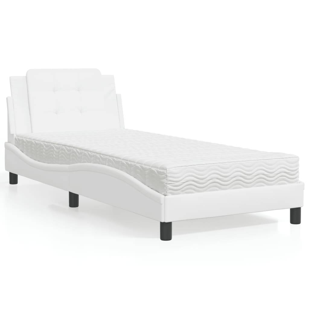 vidaXL Bettgestell ohne Matratze "Zadar" Weiß 90x200 cm Kunstleder
