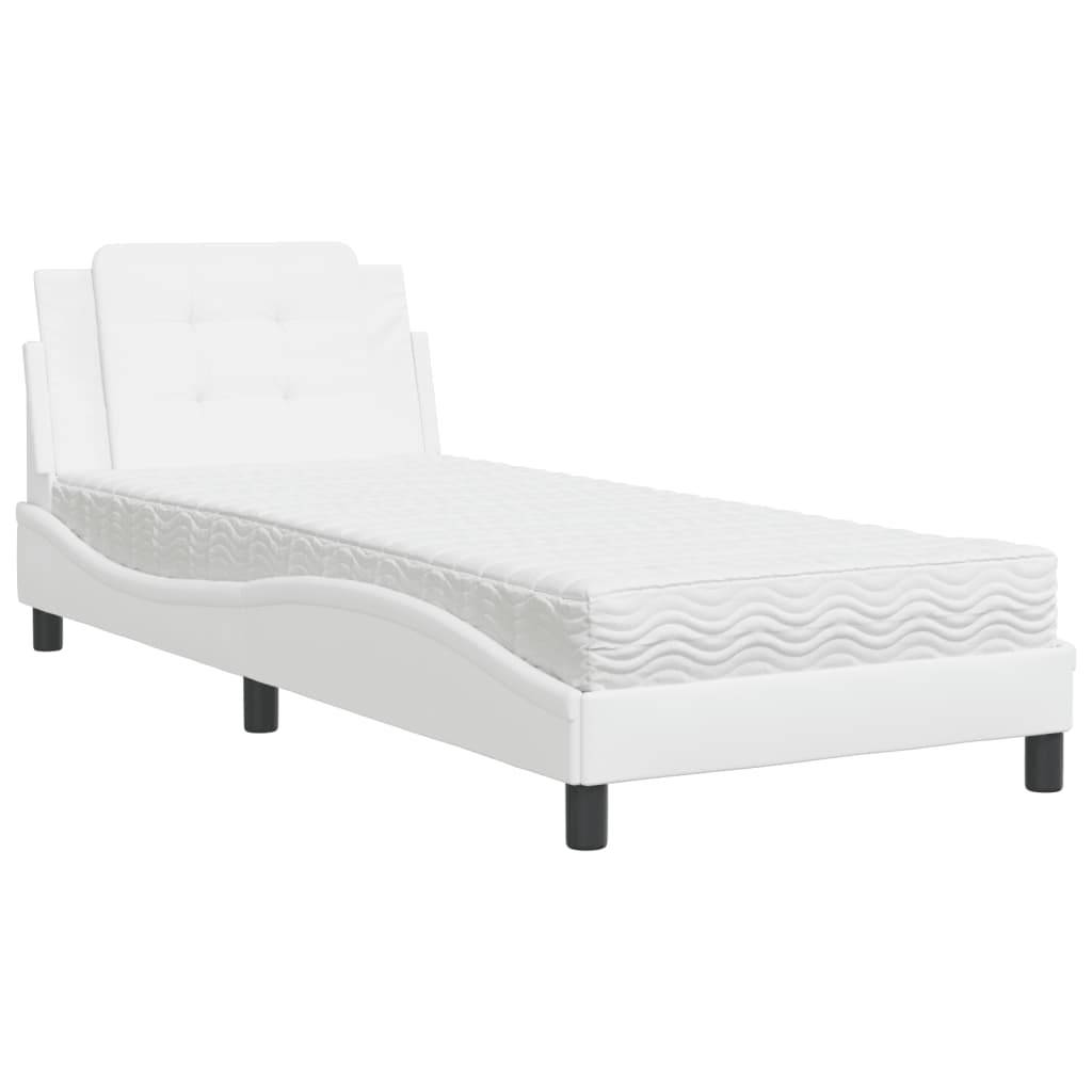 vidaXL Bettgestell ohne Matratze "Zadar" Weiß 100x200 cm Kunstleder