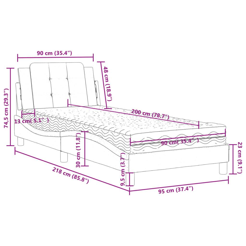 vidaXL Bettgestell ohne Matratze "Zadar" Weiß 90x200 cm Kunstleder