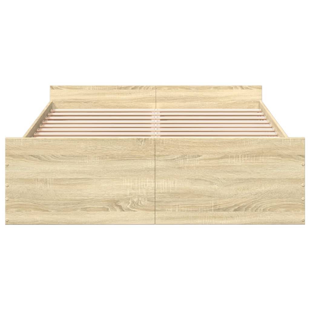 vidaXL Bettgestell mit Schubladen Sonoma-Eiche 140x190cm Holzwerkstoff