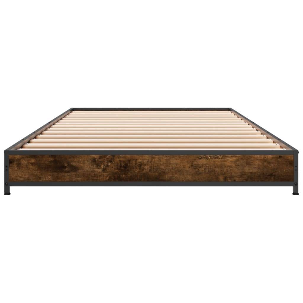 vidaXL Bettgestell Räuchereiche 100x200 cm Holzwerkstoff und Metall