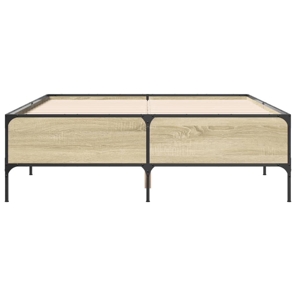 vidaXL Bettgestell Sonoma-Eiche 120x200 cm Holzwerkstoff und Metall