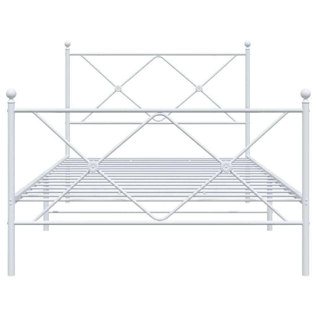 vidaXL Bettgestell mit Kopf- und Fußteil Metall Weiß 100x200 cm