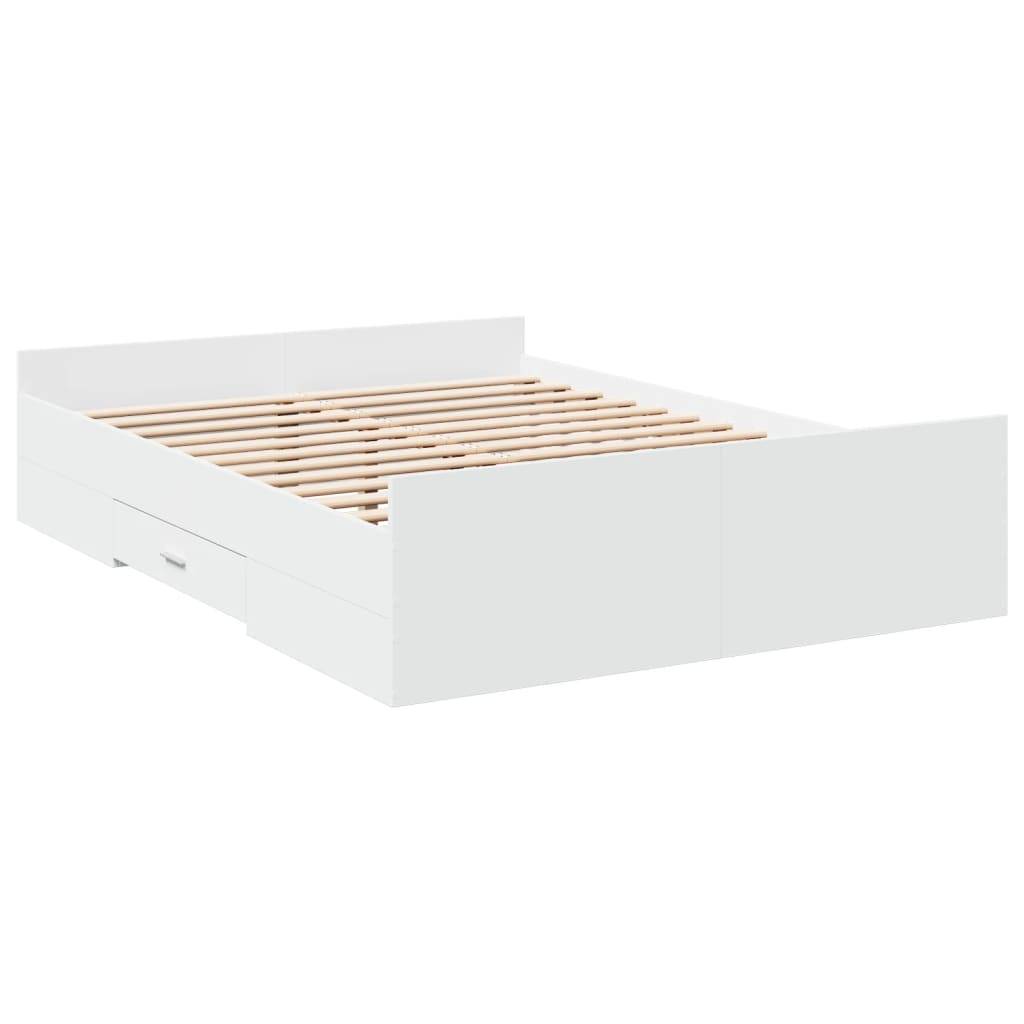 vidaXL Bettgestell mit Schubladen Weiß 120x200 cm Holzwerkstoff