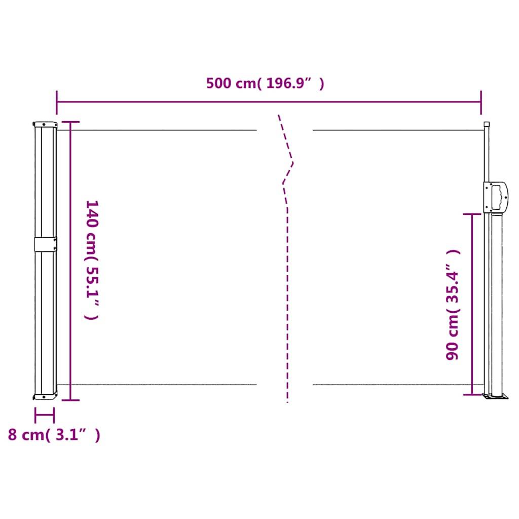 vidaXL Seitenmarkise Ausziehbar Beige 140x500 cm