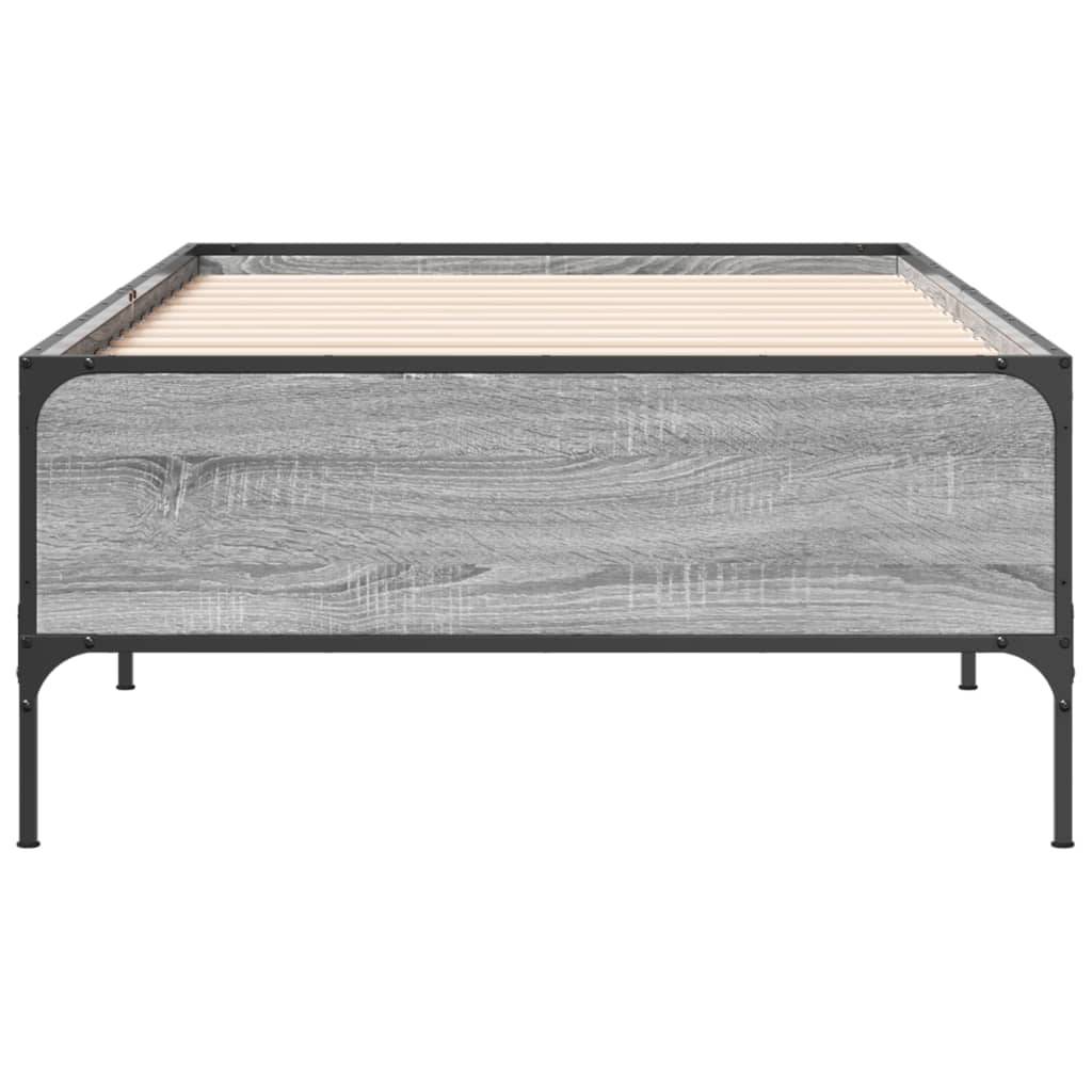 vidaXL Bettgestell Grau Sonoma 75x190 cm Holzwerkstoff und Metall