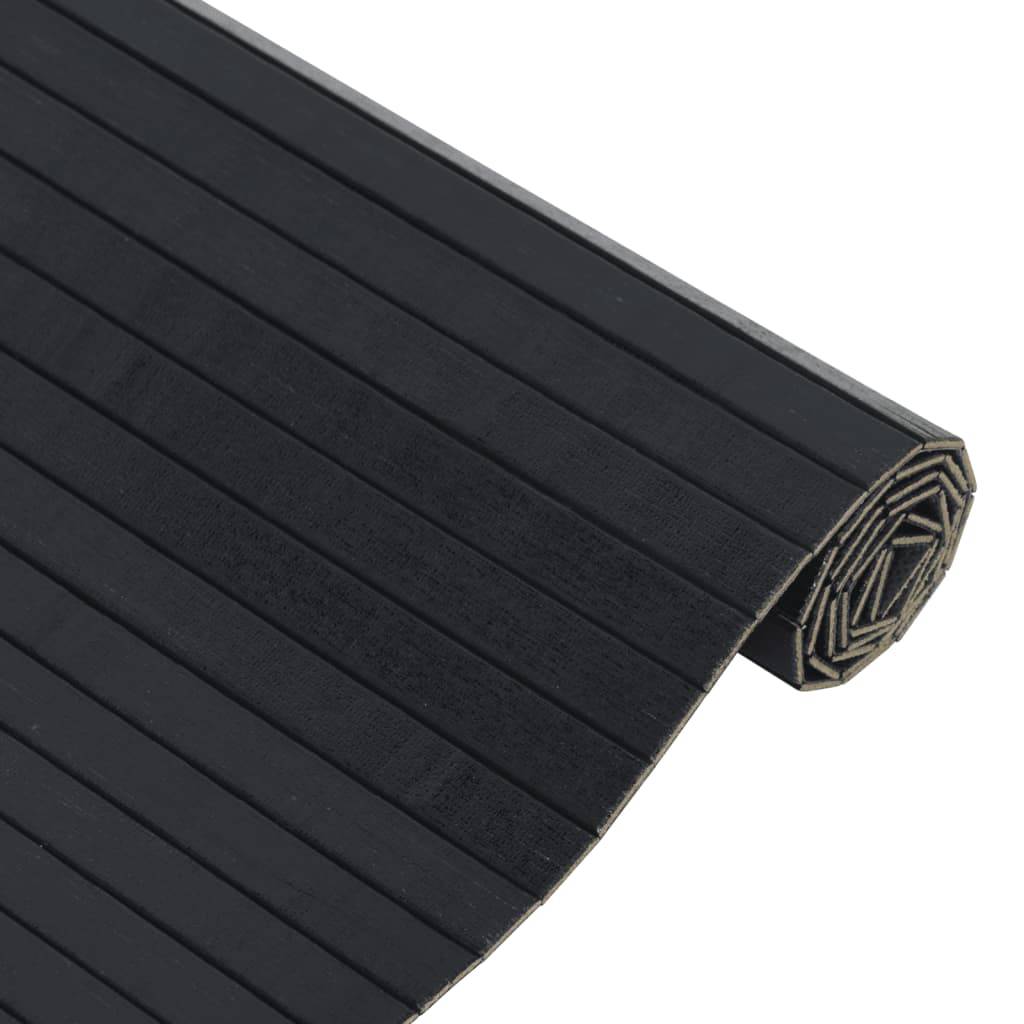 vidaXL Teppich Rechteckig Schwarz 100x100 cm Bambus