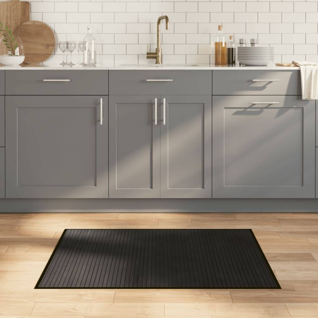 vidaXL Teppich Rechteckig Schwarz 70x100 cm Bambus
