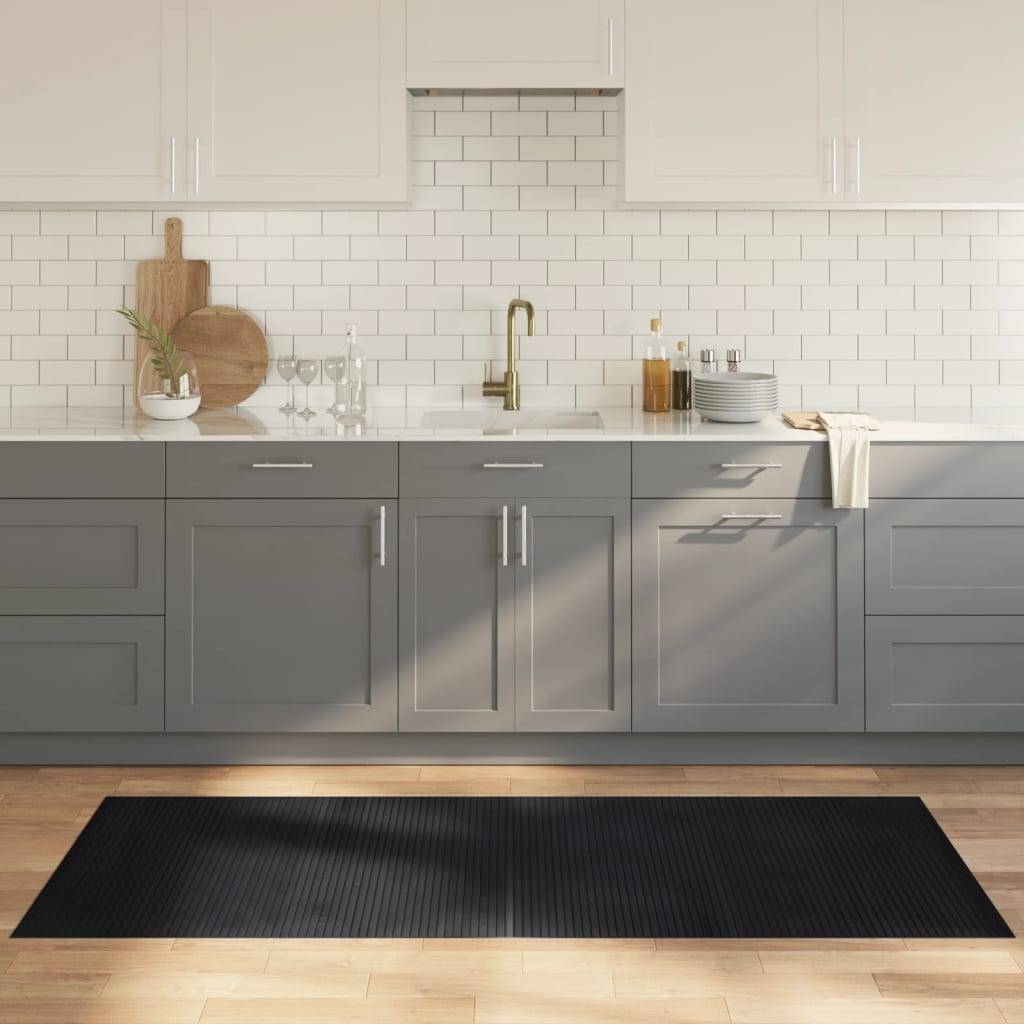 vidaXL Teppich Rechteckig Schwarz 80x200 cm Bambus