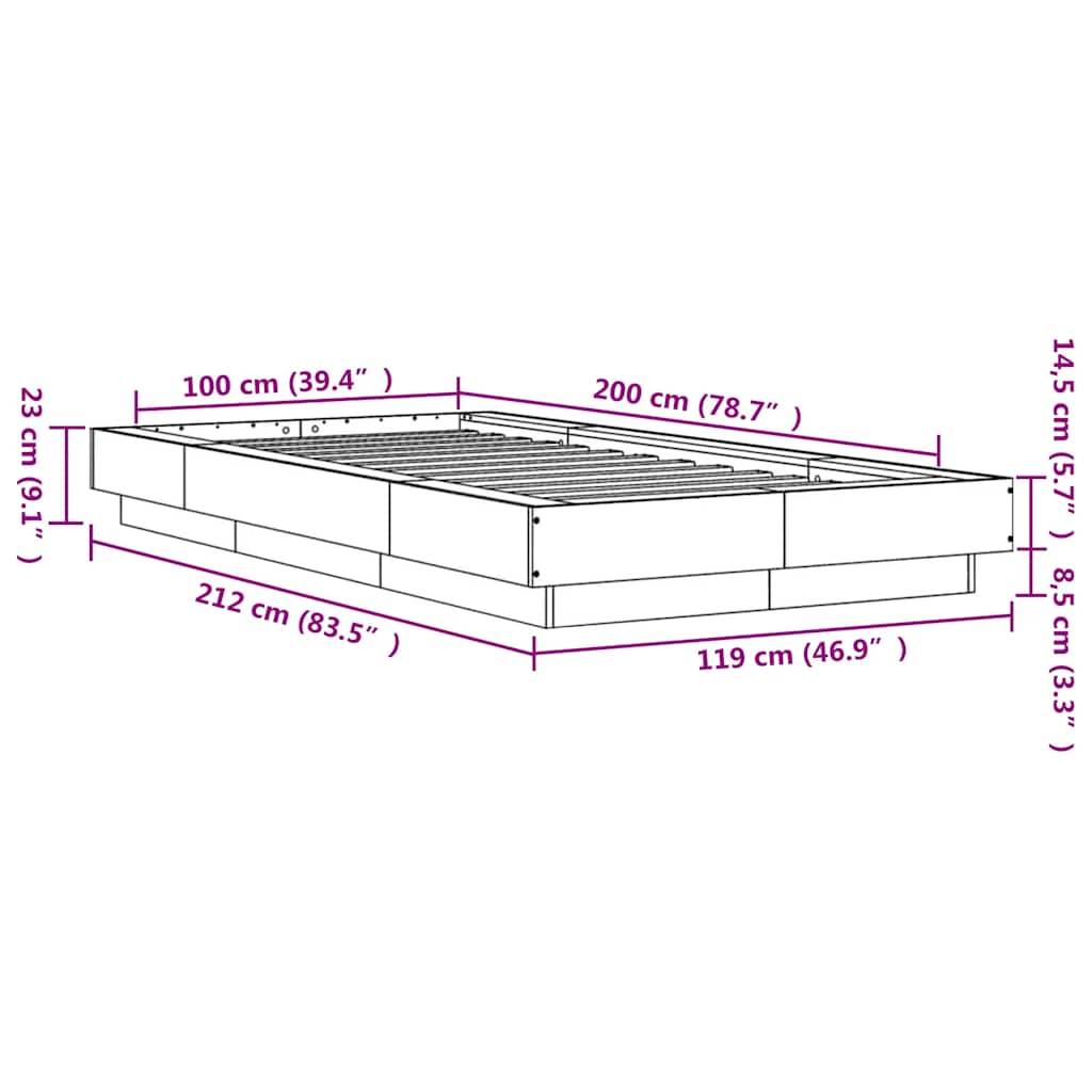 vidaXL Bettgestell Sonoma-Eiche 100x200 cm Holzwerkstoff