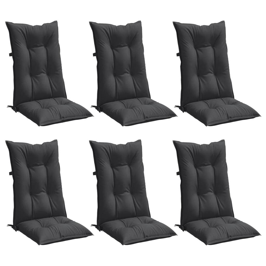 vidaXL Hochlehner-Auflagen 6 Stk. Melange Anthrazit 120x50x7 cm Stoff