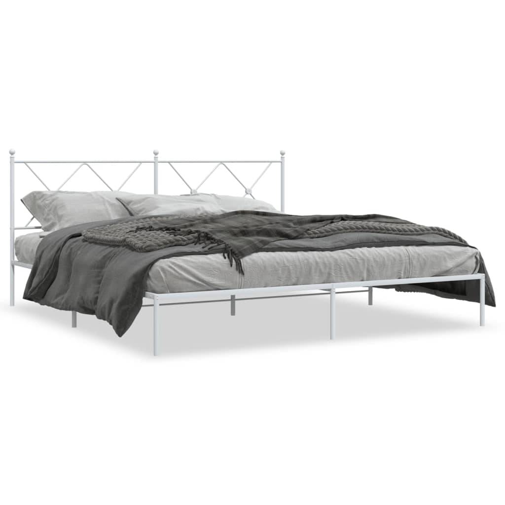vidaXL Bettgestell mit Kopfteil Metall Weiß 183x213 cm