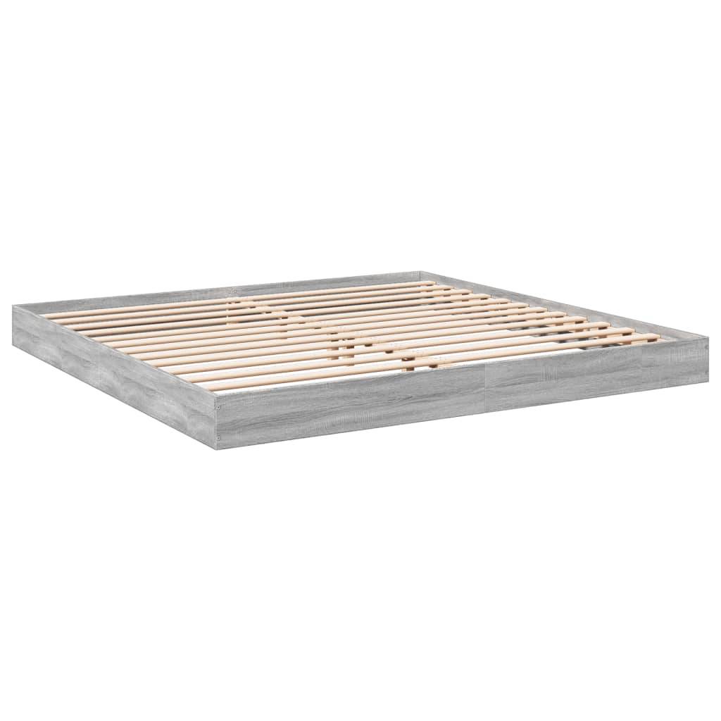 vidaXL Bettgestell ohne Matratze Grau Sonoma 180x200 cm Holzwerkstoff
