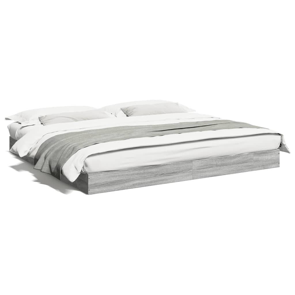 vidaXL Bettgestell ohne Matratze Grau Sonoma 180x200 cm Holzwerkstoff