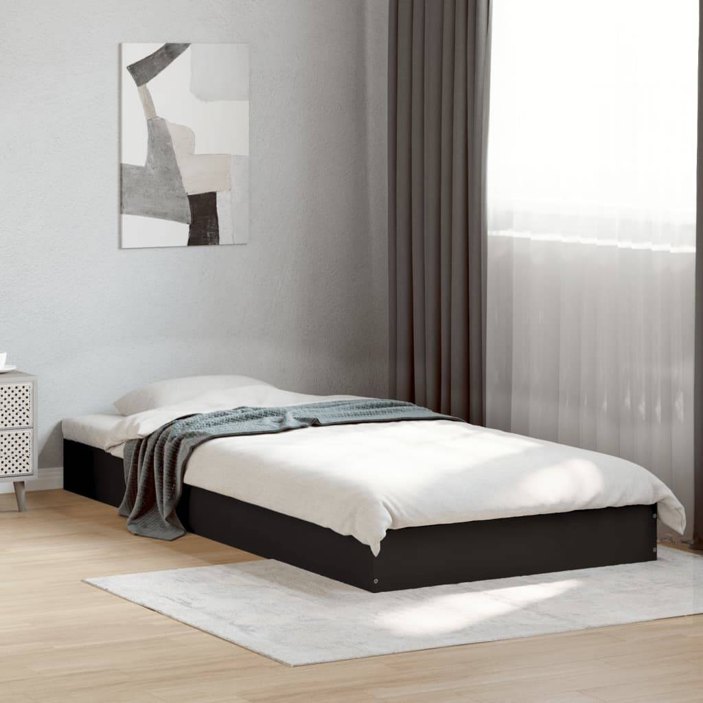 vidaXL Bettgestell Schwarz 75x190 cm Holzwerkstoff