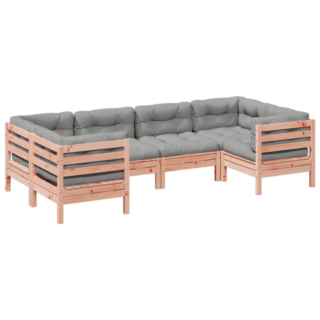 vidaXL 6-tlg. Garten-Sofagarnitur mit Kissen Massivholz Douglasie