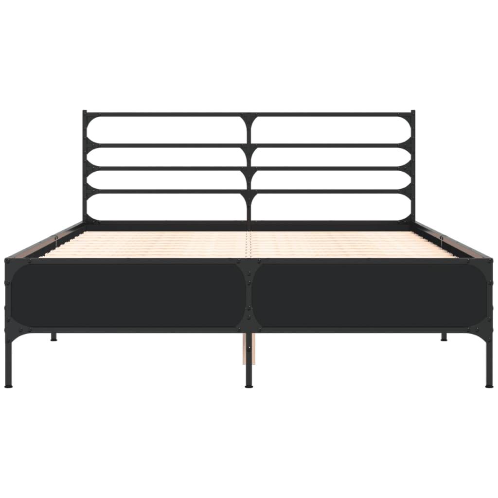 vidaXL Bettgestell Schwarz 135x190 cm Holzwerkstoff und Metall