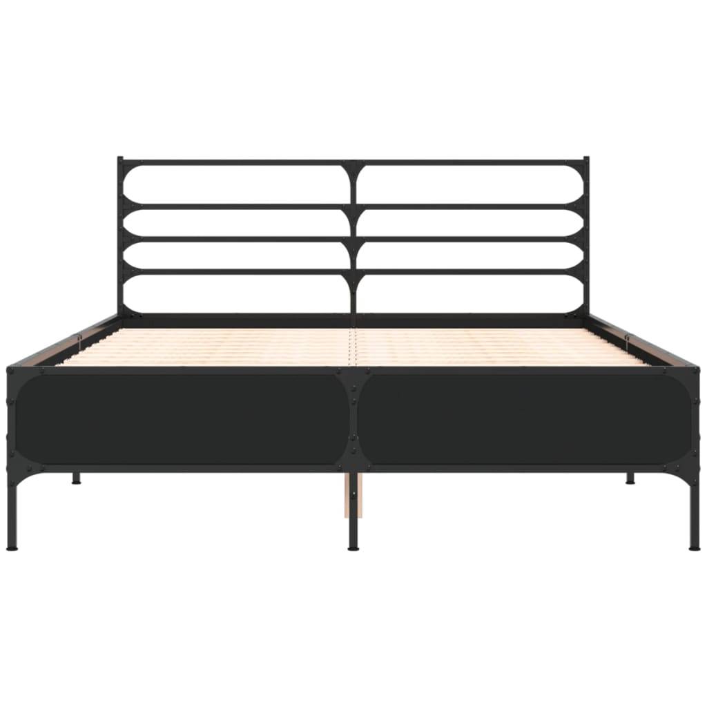 vidaXL Bettgestell Schwarz 140x200 cm Holzwerkstoff und Metall