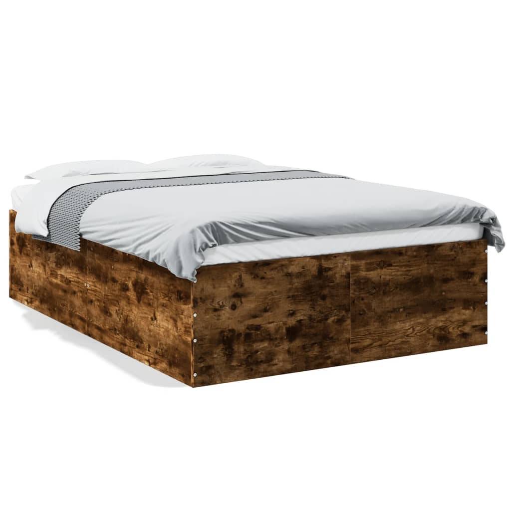 vidaXL Bettgestell Räuchereiche 140x200 cm Holzwerkstoff