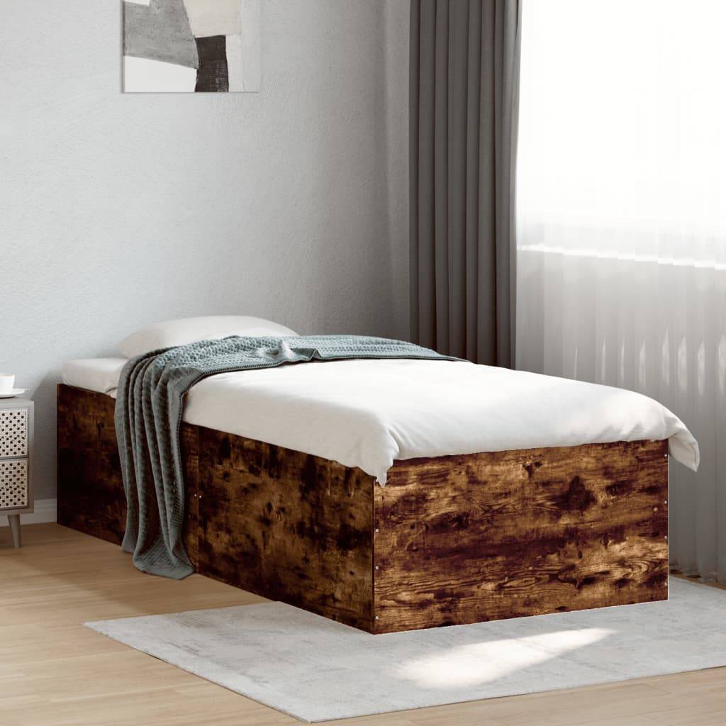 vidaXL Bettgestell Räuchereiche 90x190 cm Holzwerkstoff