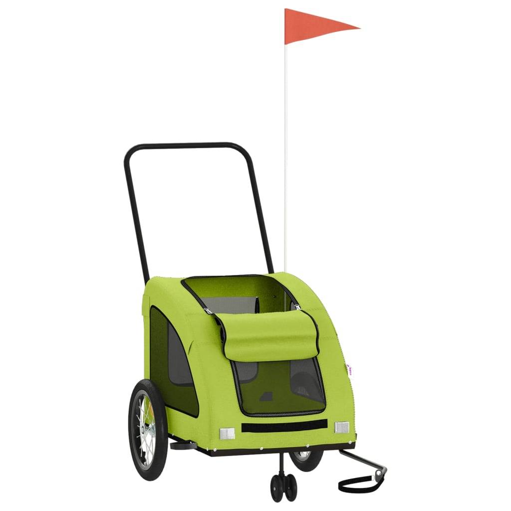 vidaXL Fahrradanhänger Hunde Grün Oxford-Gewebe und Eisen