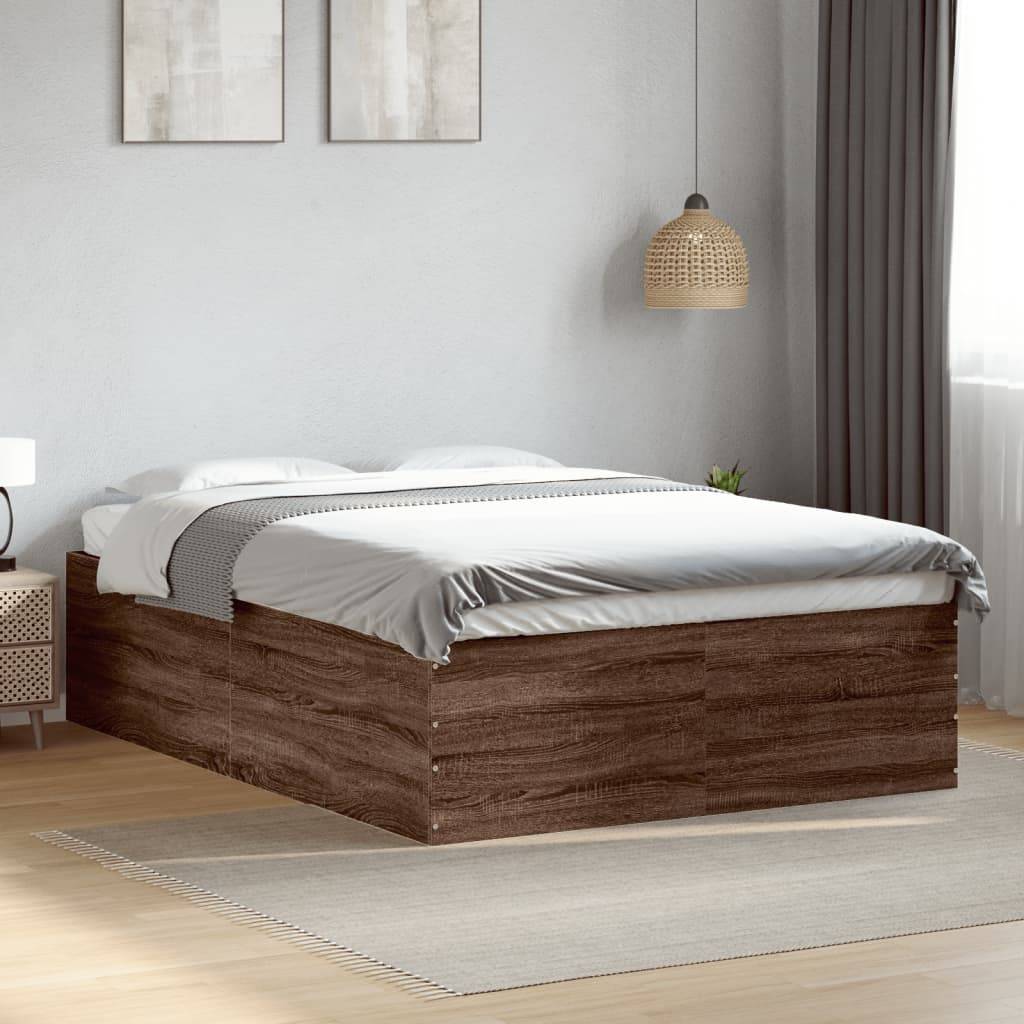 vidaXL Bettgestell Braun Eichen-Optik 140x200 cm Holzwerkstoff