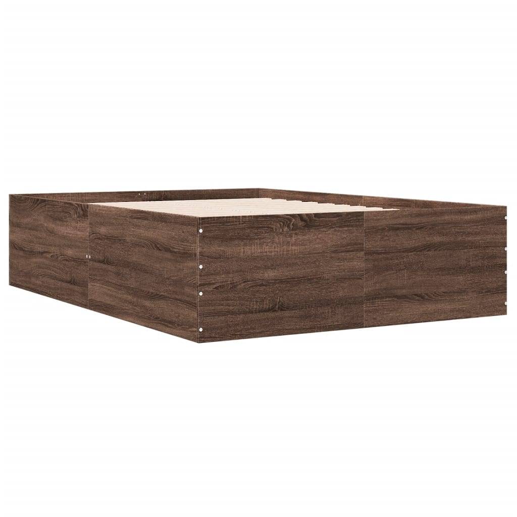 vidaXL Bettgestell Braun Eichen-Optik 140x200 cm Holzwerkstoff