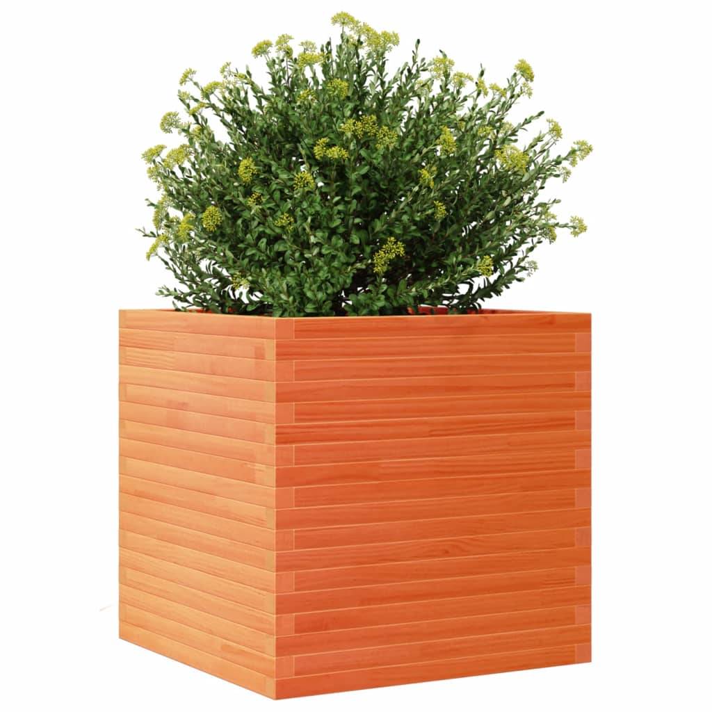 vidaXL Pflanzkübel Wachsbraun 70x70x68,5 cm Massivholz Kiefer