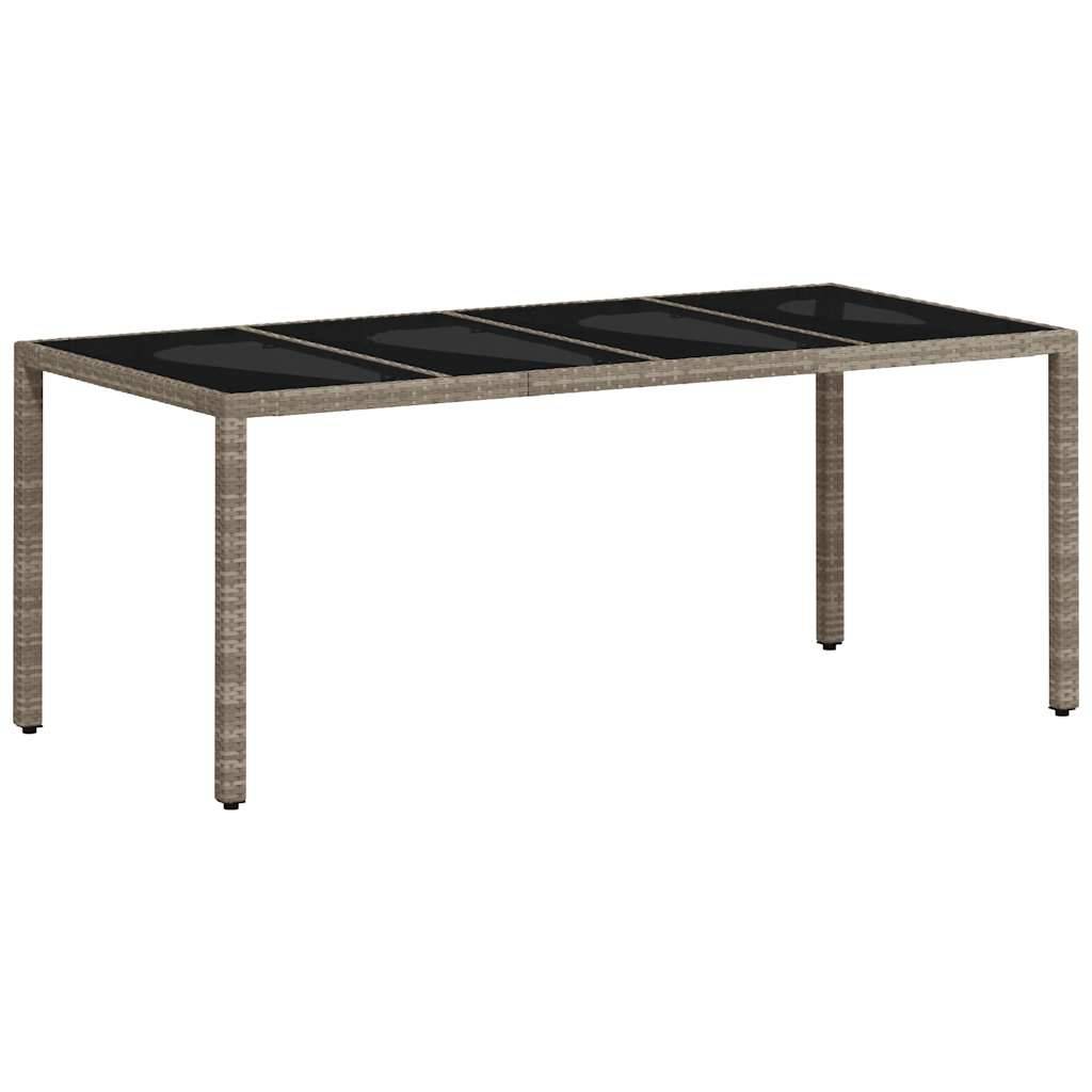 vidaXL 7-tlg. Garten-Essgruppe mit Kissen Hellgrau Poly Rattan & Glas