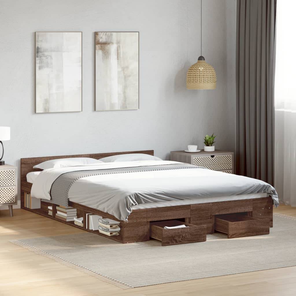 vidaXL Bettgestell mit Schubladen Braun Eichen-Optik 160x200 cm